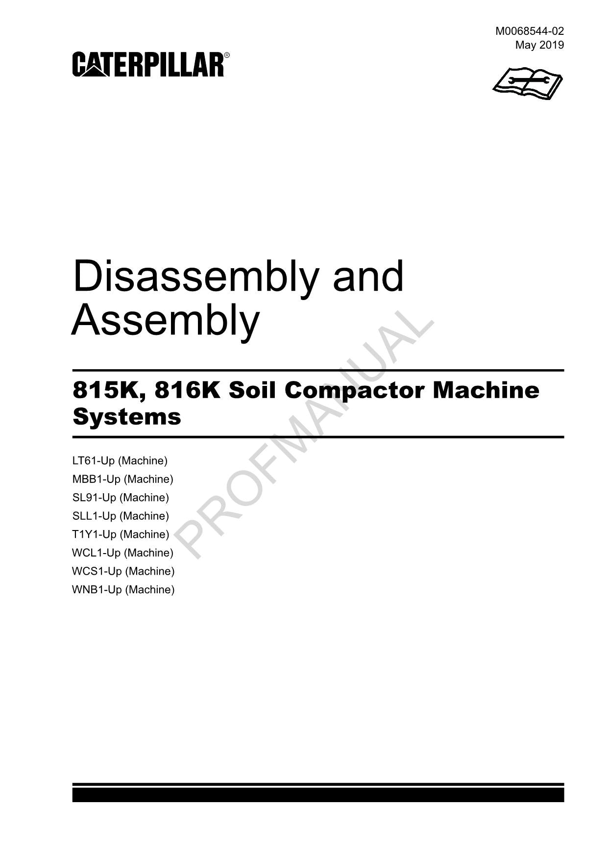 Caterpillar 815K 816K Compactor Machine SYS Disassembly Assembly Service Manual