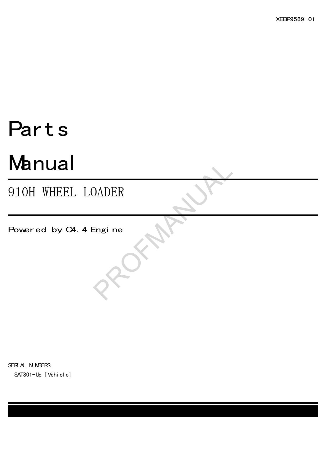 Caterpillar Cat 910H Wheel Loader Parts Catalog Manual XEBP9569