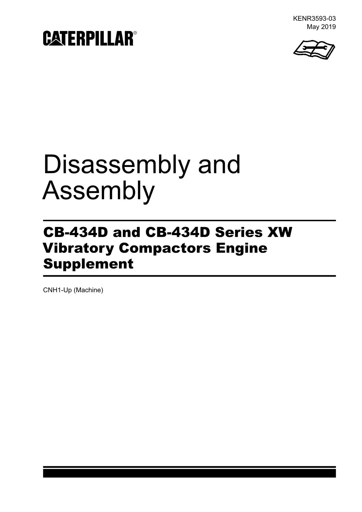 Caterpillar Cat CB-434D Compactor Engine Suppl Disassembly Assem Service Manual