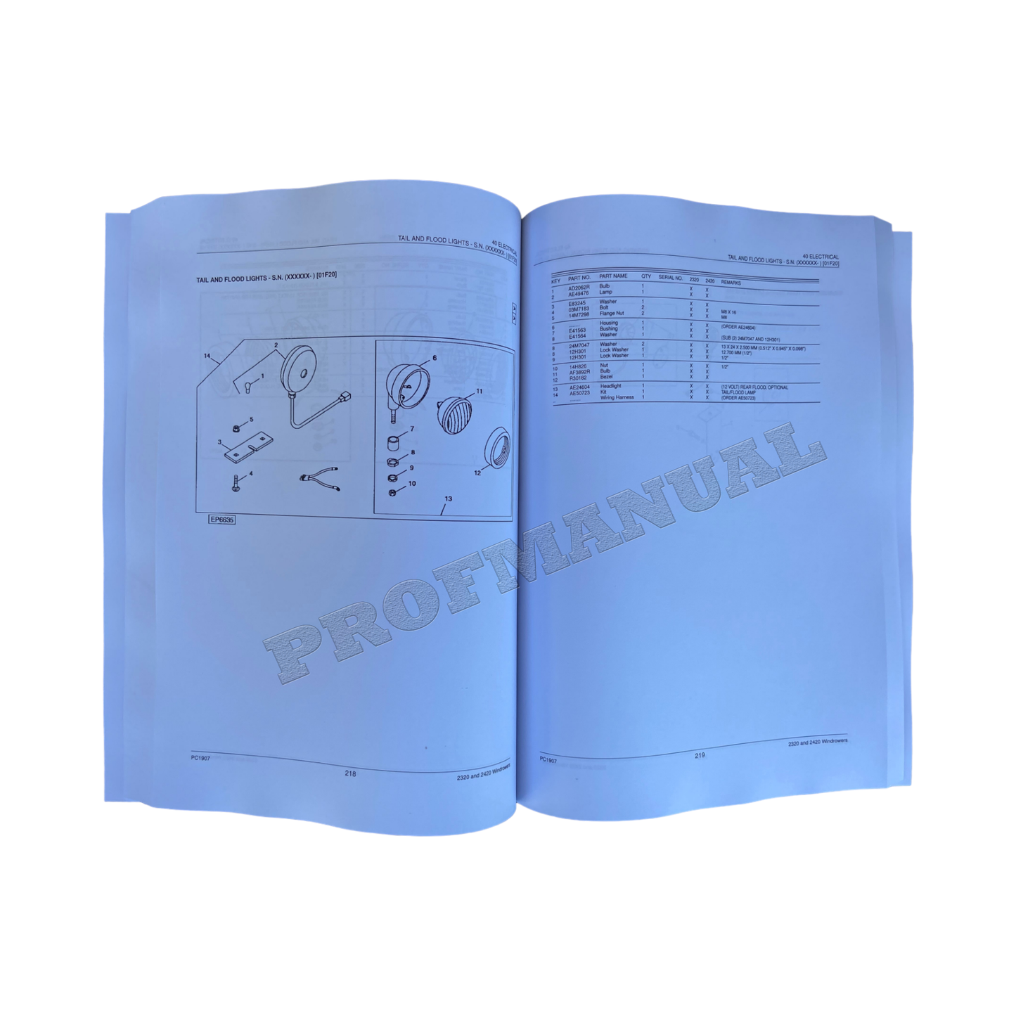 JOHN DEERE 2320 2420 WINDROWER ERSATZTEILKATALOGHANDBUCH