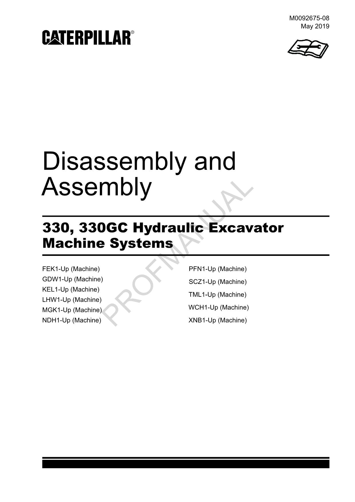 Caterpillar Cat 330 330GC Excavator Machine SYSTEM Disassembly Assembly Manual