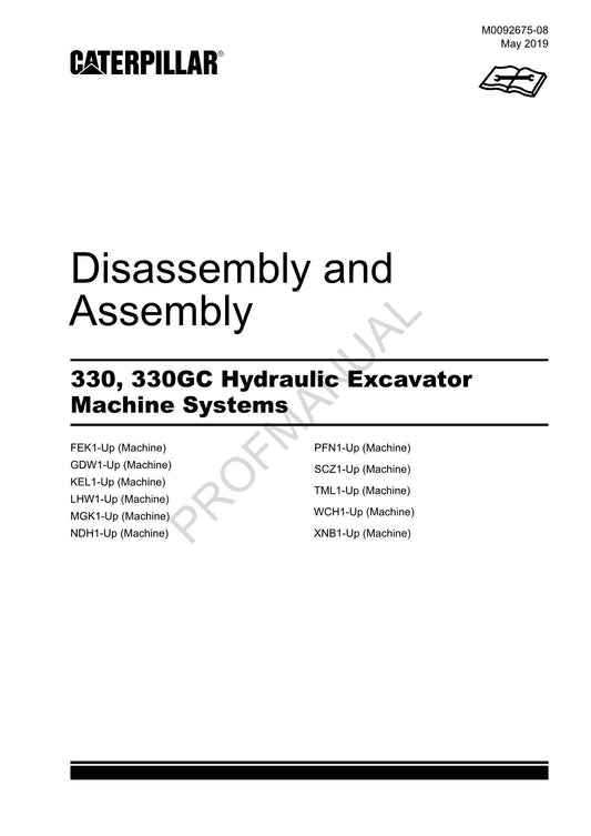 Caterpillar Cat 330 330GC Excavator Machine SYSTEM Disassembly Assembly Manual