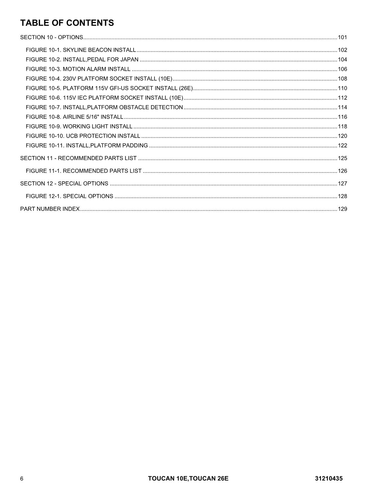 TOUCAN 10E 26E  Vertical Lift Parts Catalog Manual