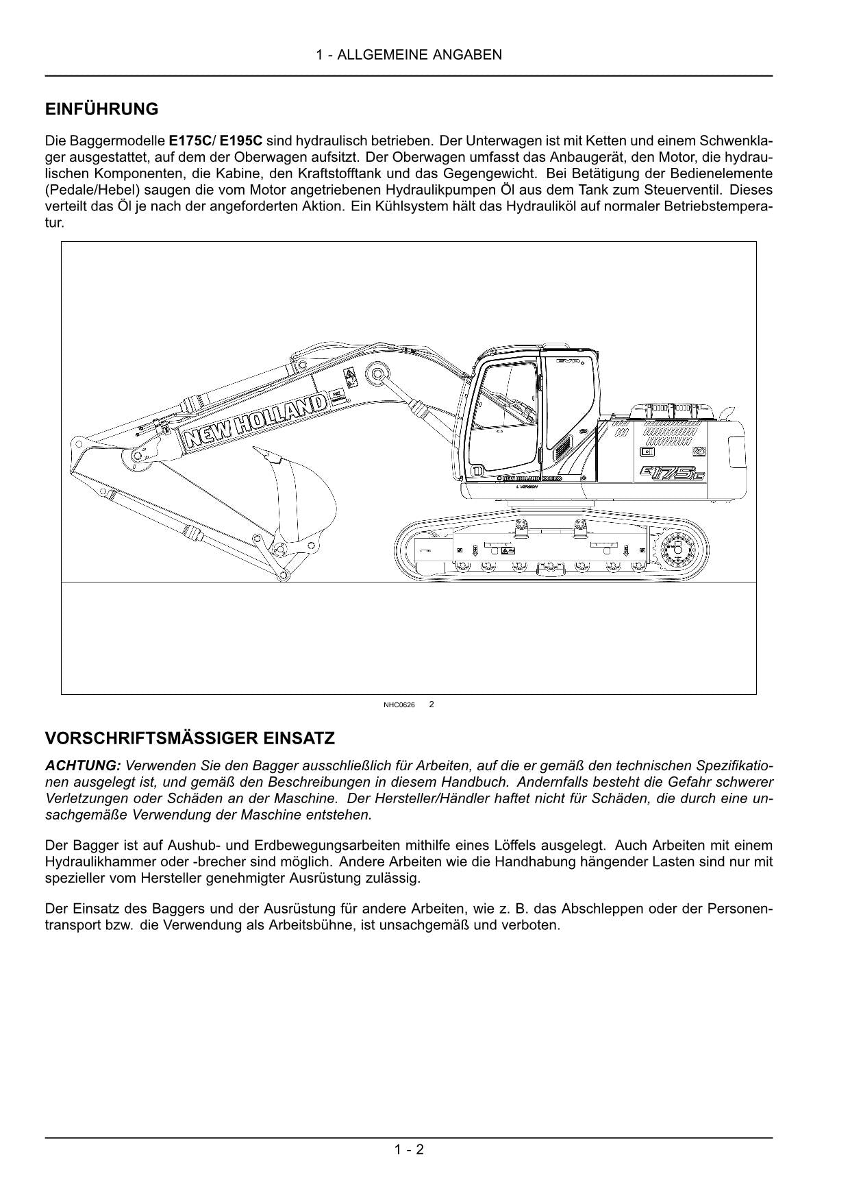 New Holland E175C E195C Bagger Manuel d'instructions