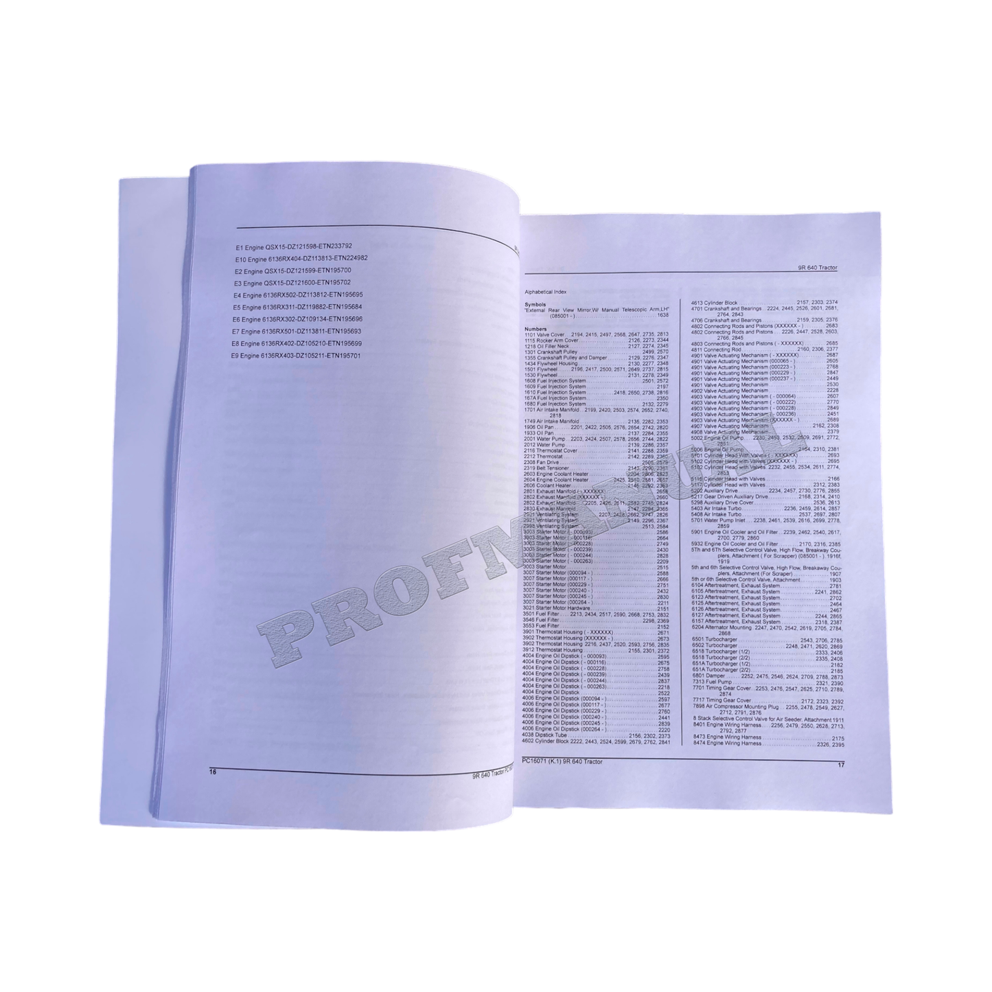 MANUEL DU CATALOGUE DES PIÈCES DU TRACTEUR JOHN DEERE 9R 640