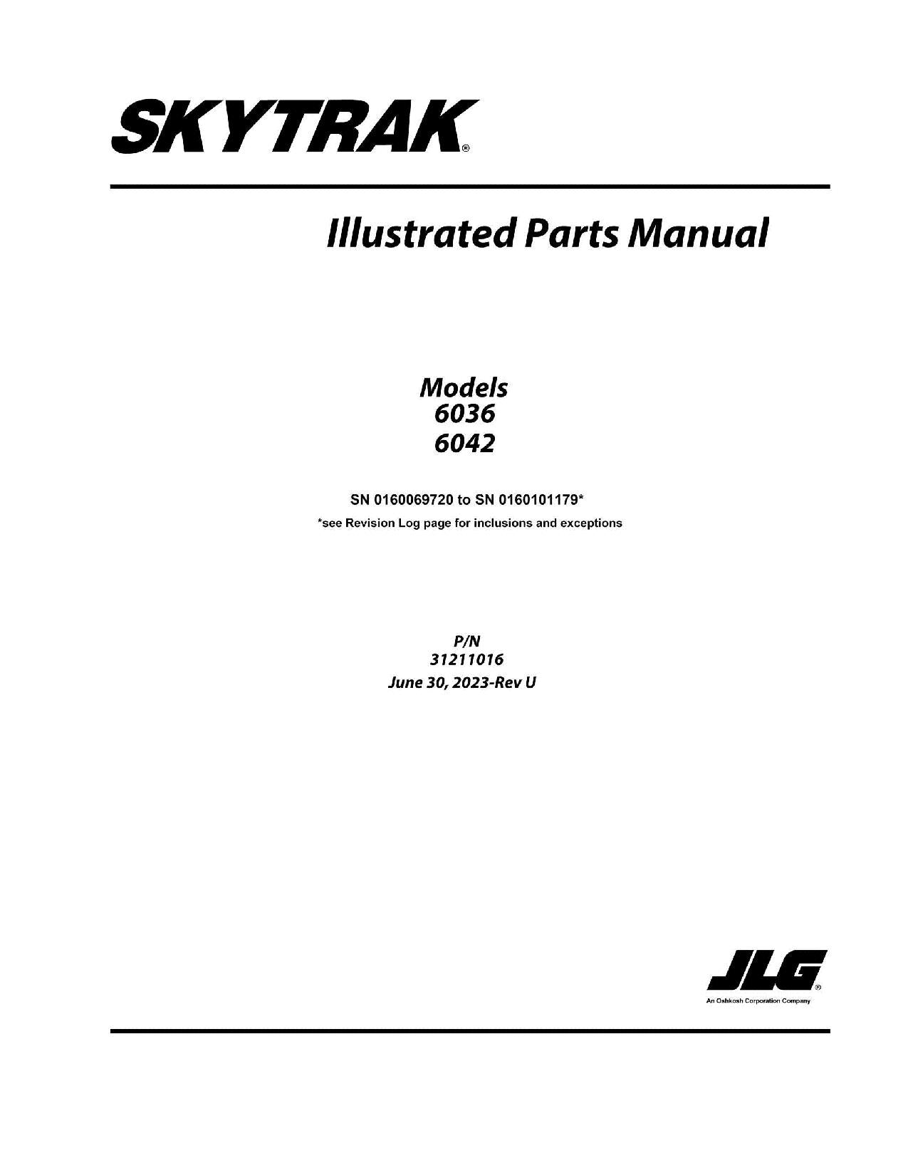 SKYTRAK 6036 6042 Telehandler Parts Catalog Manual 31211016