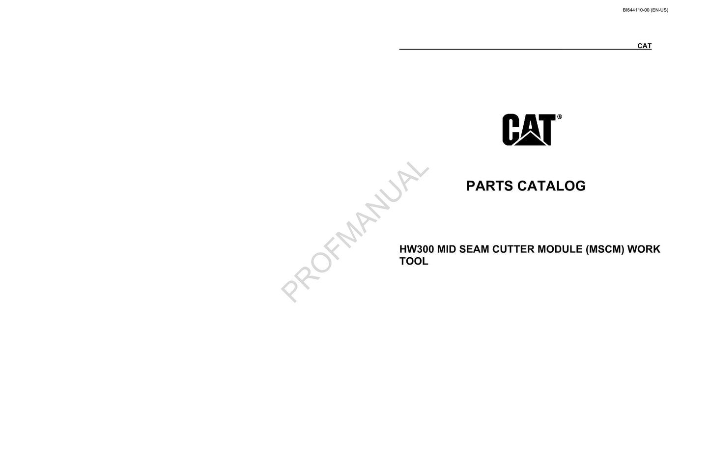 Caterpillar HW300 MSCM Work Tool Parts Catalog Manual