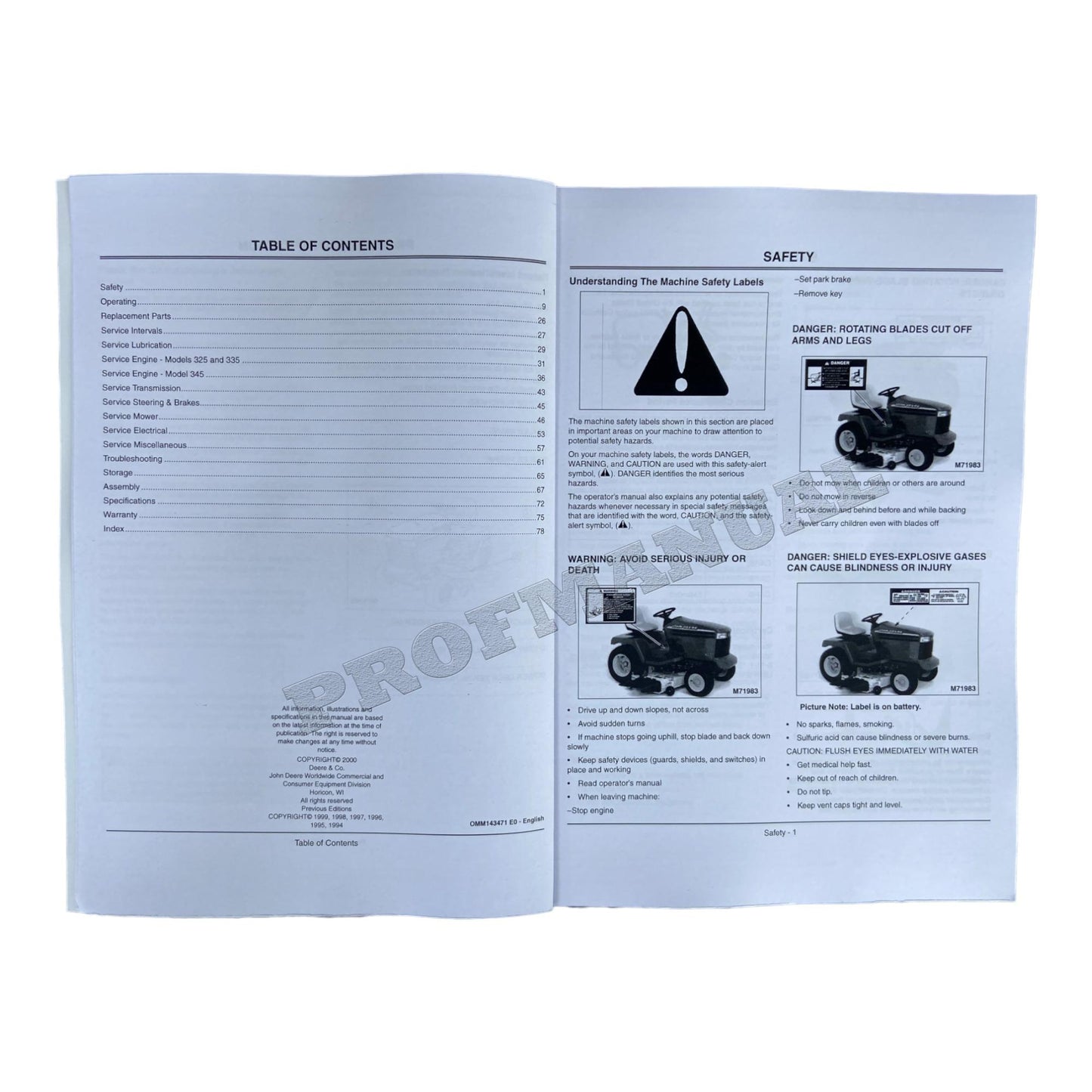 JOHN DEERE 325 345 335 TRAKTOR-BETRIEBSHANDBUCH