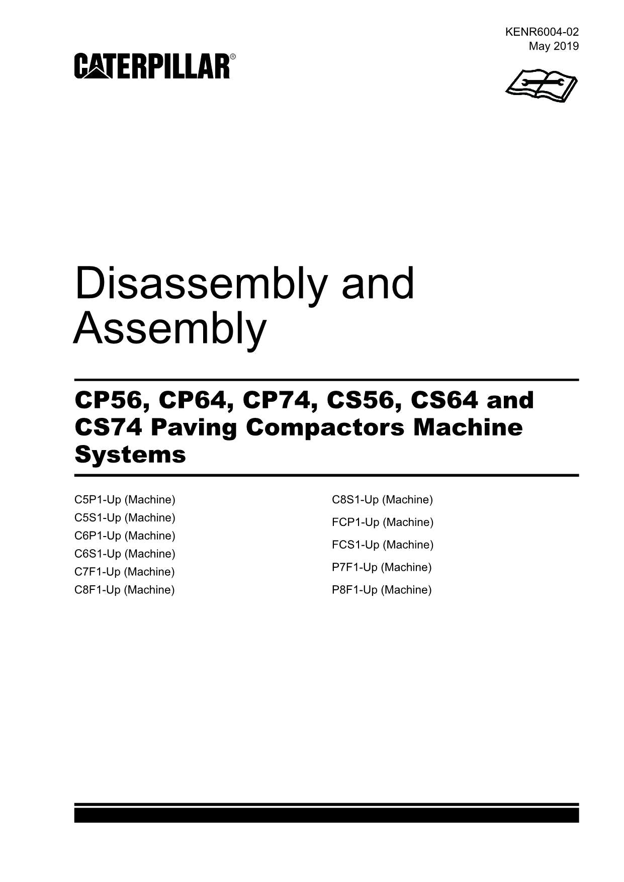 Caterpillar CP56 CP64 CP74 Compactor Disassembly Assembly Service Manual