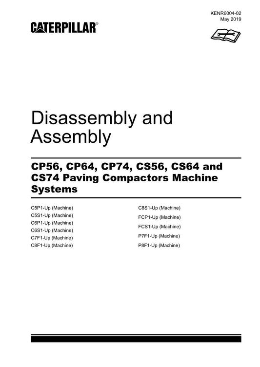 Caterpillar CP56 CP64 CP74 Compactor Disassembly Assembly Service Manual