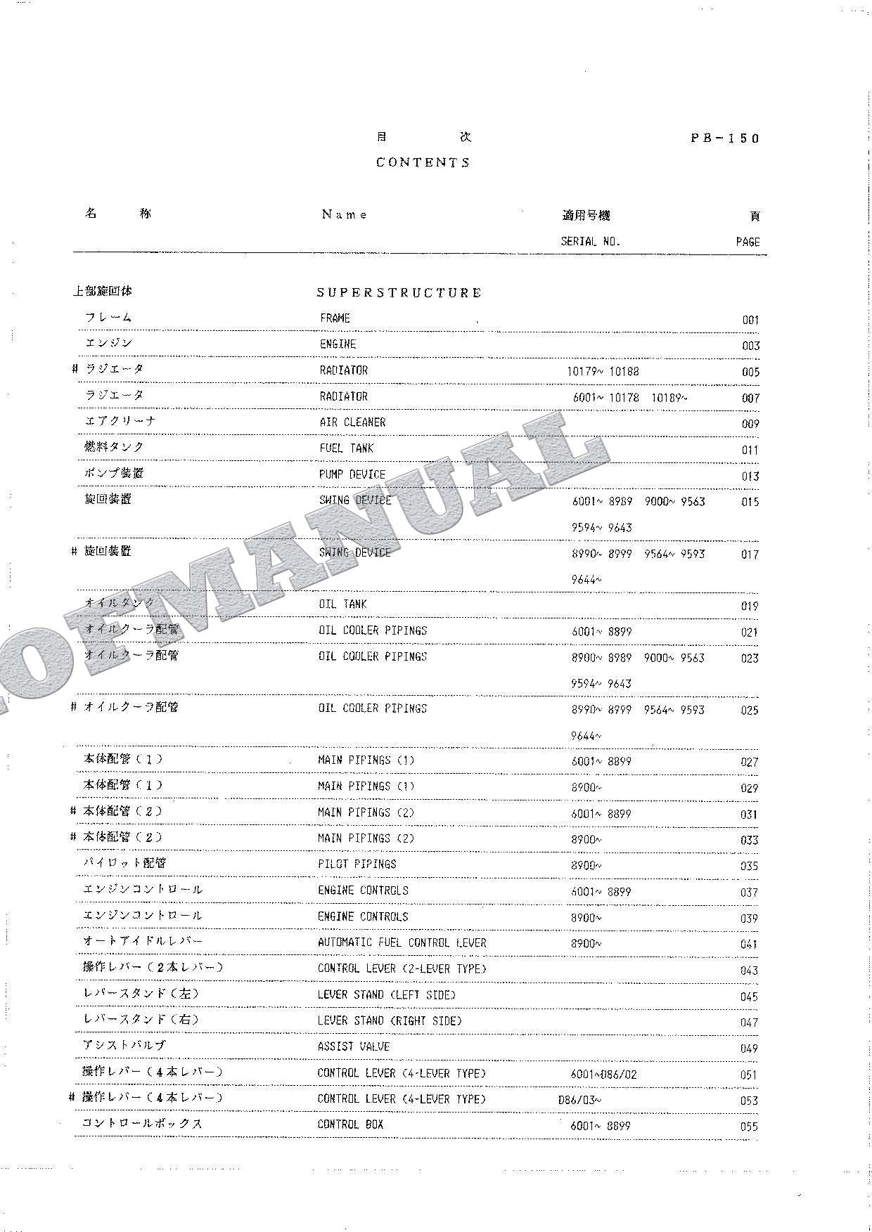 HITACHI UH063 Excavator Parts Catalog Manual EP129-4-4 SN 6001-