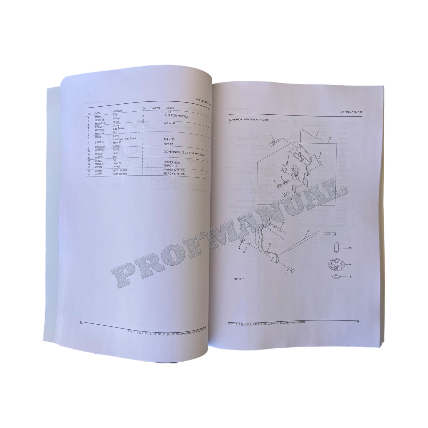 MANUEL DU CATALOGUE DES PIÈCES DE RECHANGE POUR TRACTEUR JOHN DEERE LX172 LX173 LX176 LX178 LX186 LX188