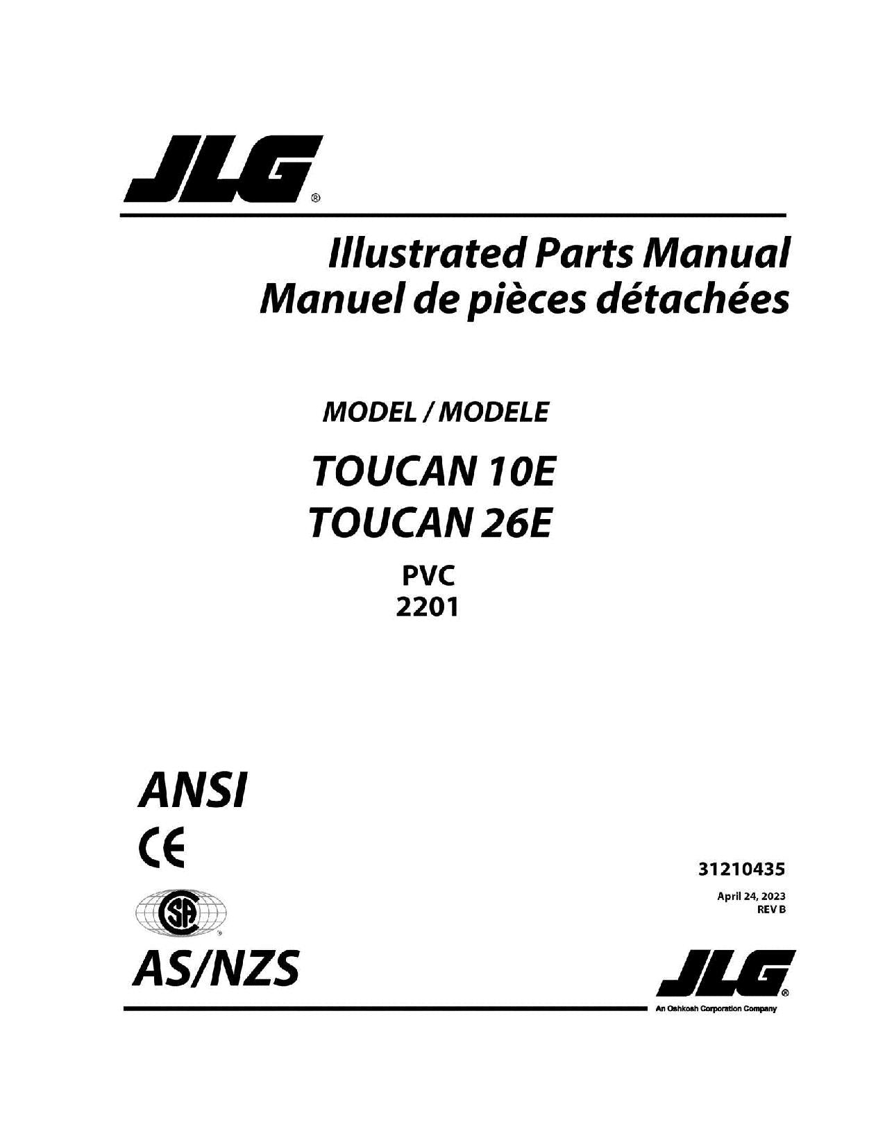 TOUCAN 10E 26E  Vertical Lift Parts Catalog Manual