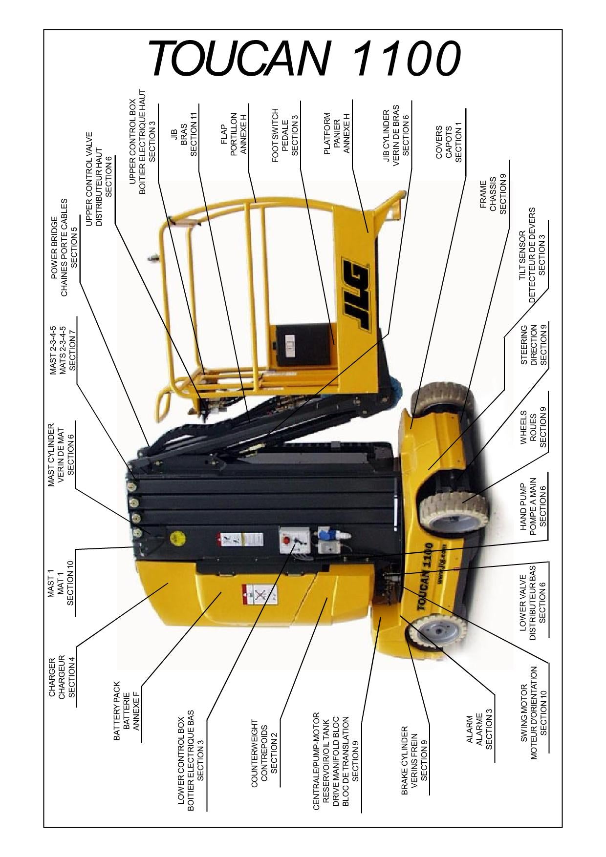 TOUCAN 1100 Vertical Lift Parts Catalog Manual MA013205 Multi language