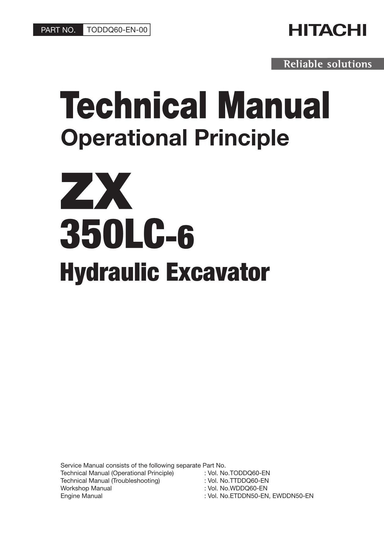 Hitachi ZX350LC-6 Excavator Operational Principle Service manual