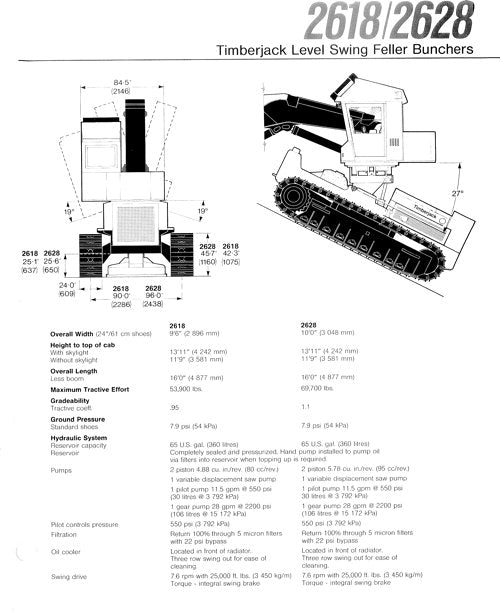 JOHN DEERE 2618 2628 TRACKED FELLER BUNCHER SERVICE MANUAL s-n 55001-CI9154