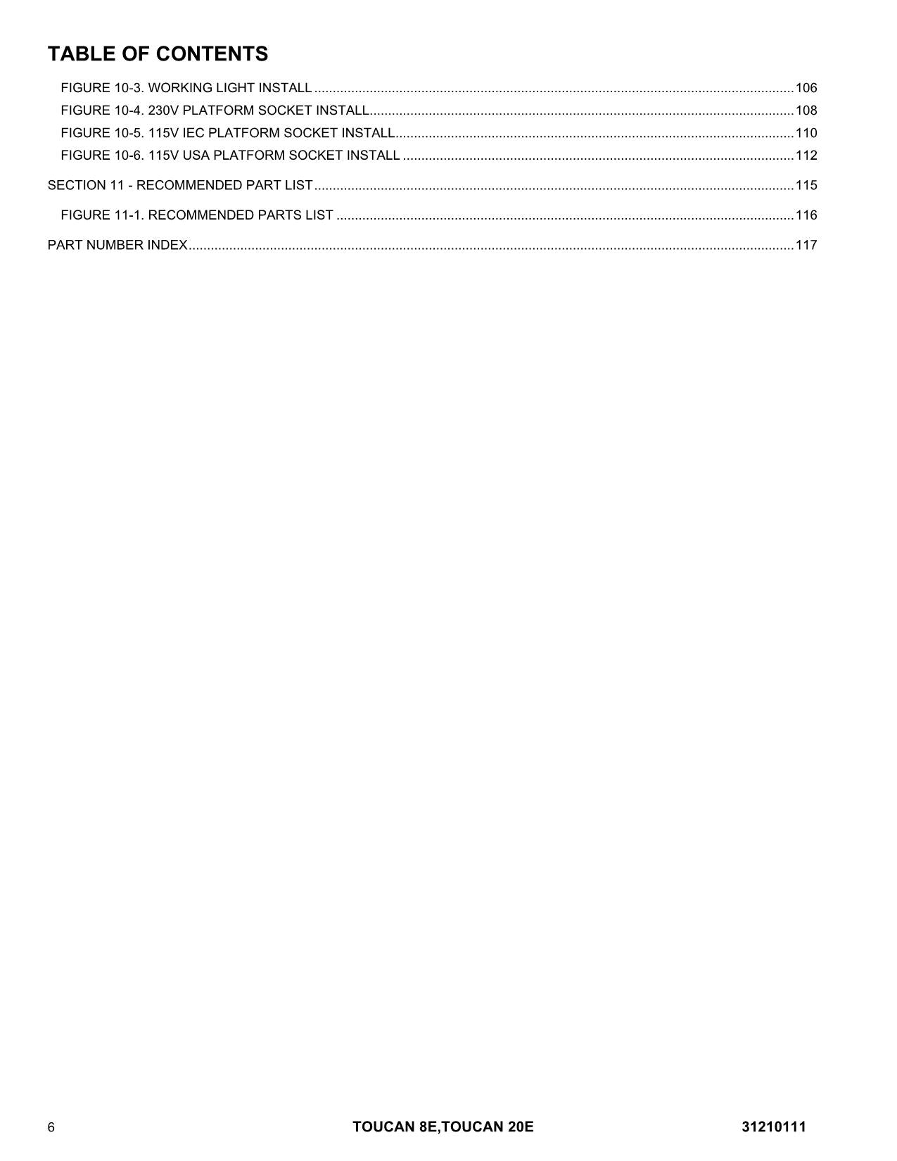 TOUCAN 20E 8E Vertical Lift Parts Catalog Manual 31210111 Multi language