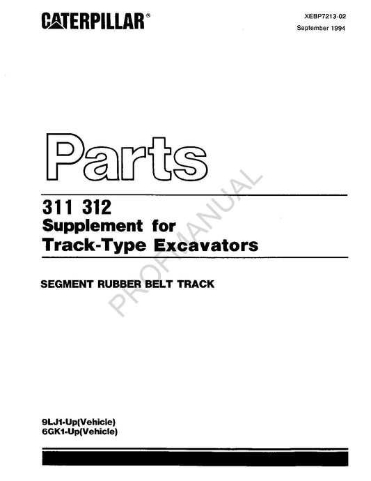 Caterpillar Cat 311 312 Ergänzungshandbuch zum Ersatzteilkatalog für Raupenbagger