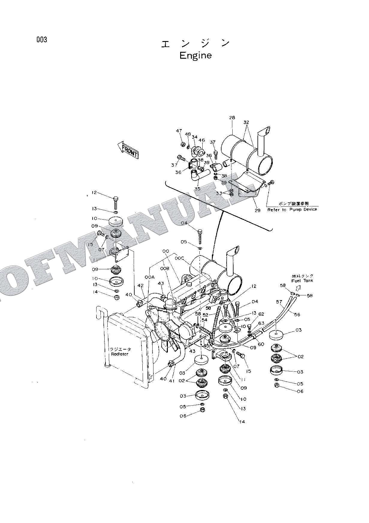 HITACHI EX60 Excavator Parts Catalog Manual S.N. 10001-