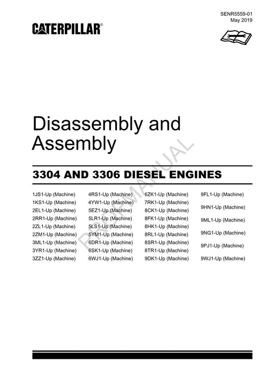 Caterpillar Cat 3304 3306 DIESEL Engine Disassembly Assembly Manual