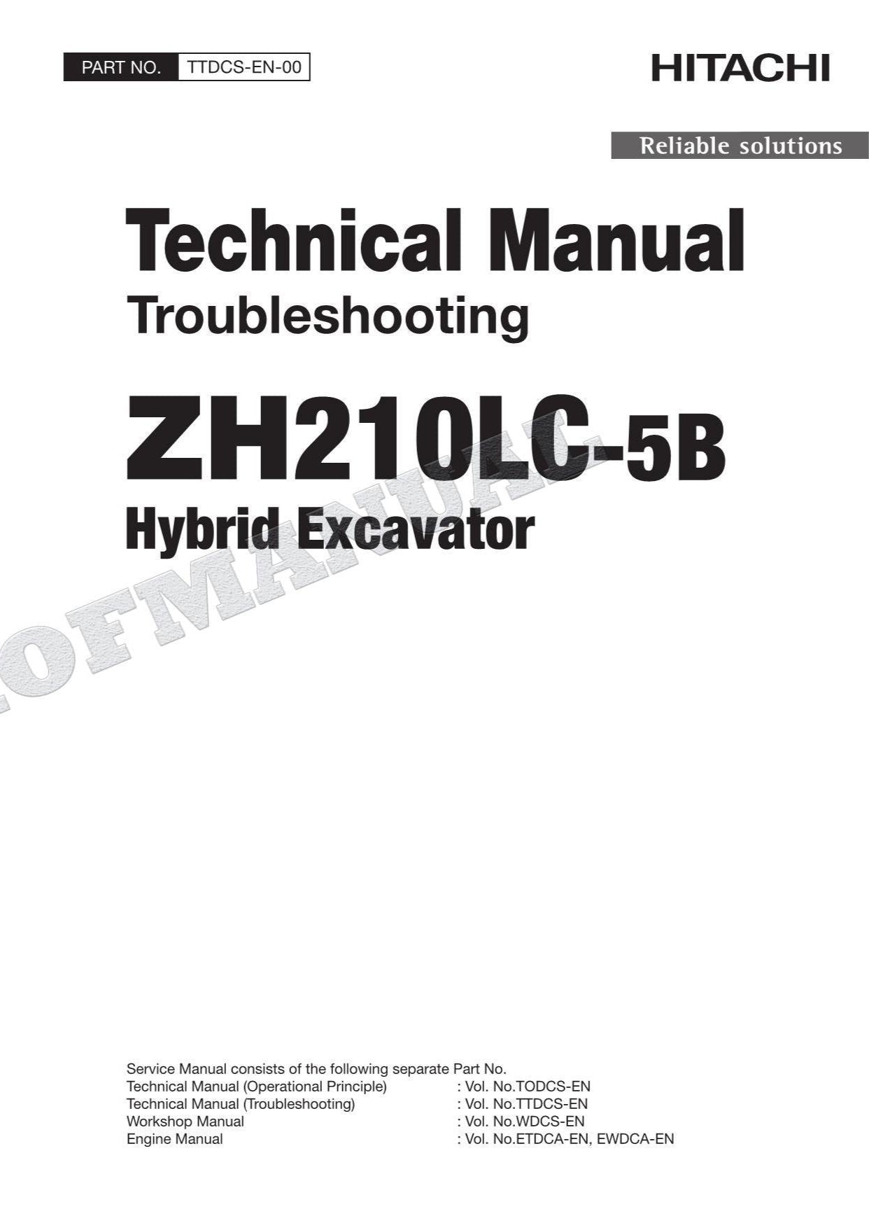 HITACHI ZH210-5B ZH210LC-5B Hybrid Excavator Service Manual Troubleshooting