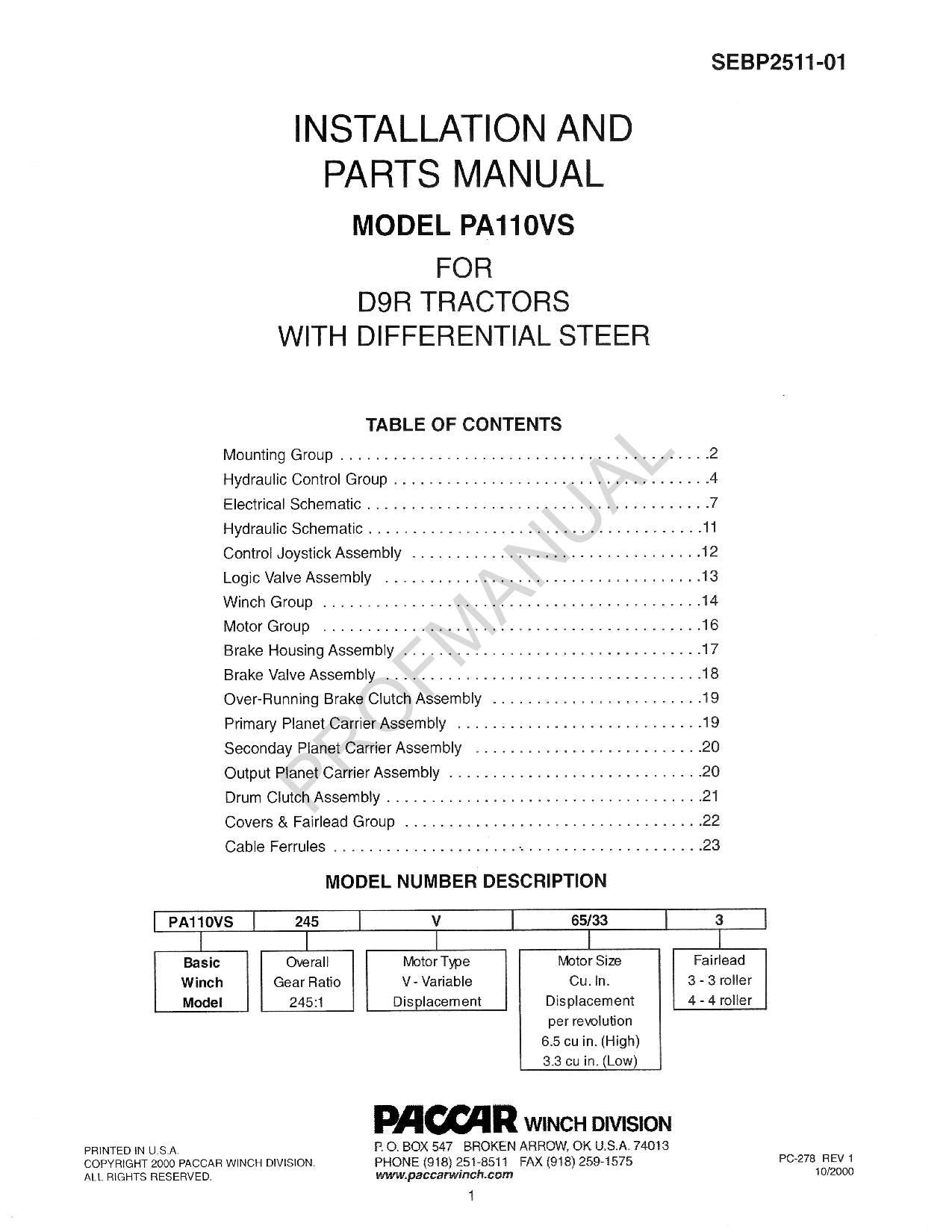 Catalogue de pièces de direction différentielle pour tracteur Caterpillar Cat PA110VS D9R