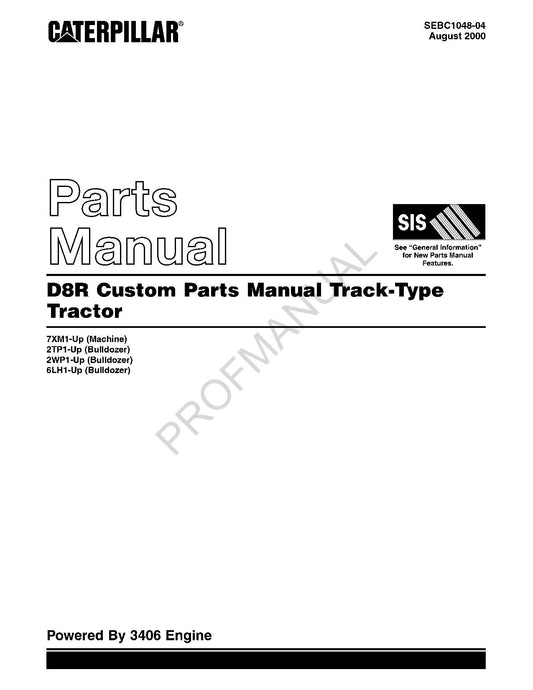 Caterpillar Cat D8R Custom Track Type Tractor Parts Catalog Manual SEBC1048