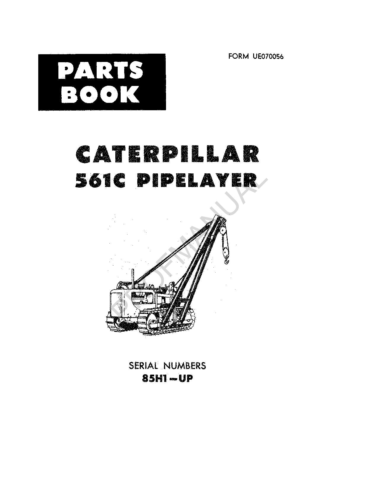 Catalogue de pièces détachées pour poseur de canalisations Caterpillar Cat 561C série 85H1 Up