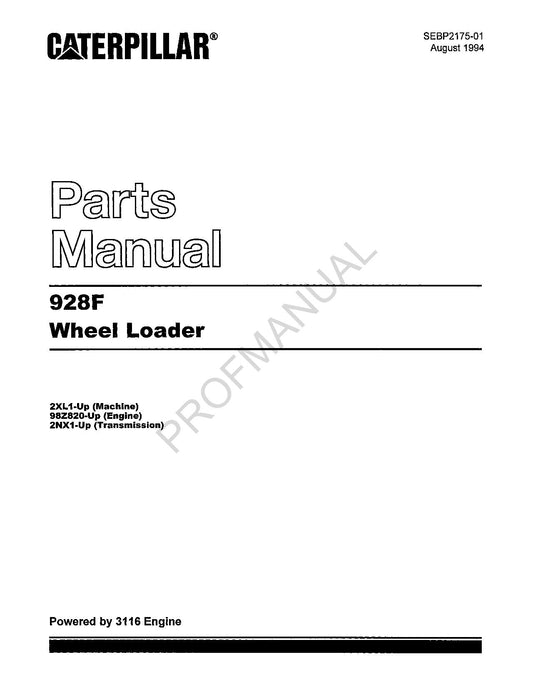 Caterpillar Cat 928F Wheel Loader Parts Catalog Manual SEBP2175