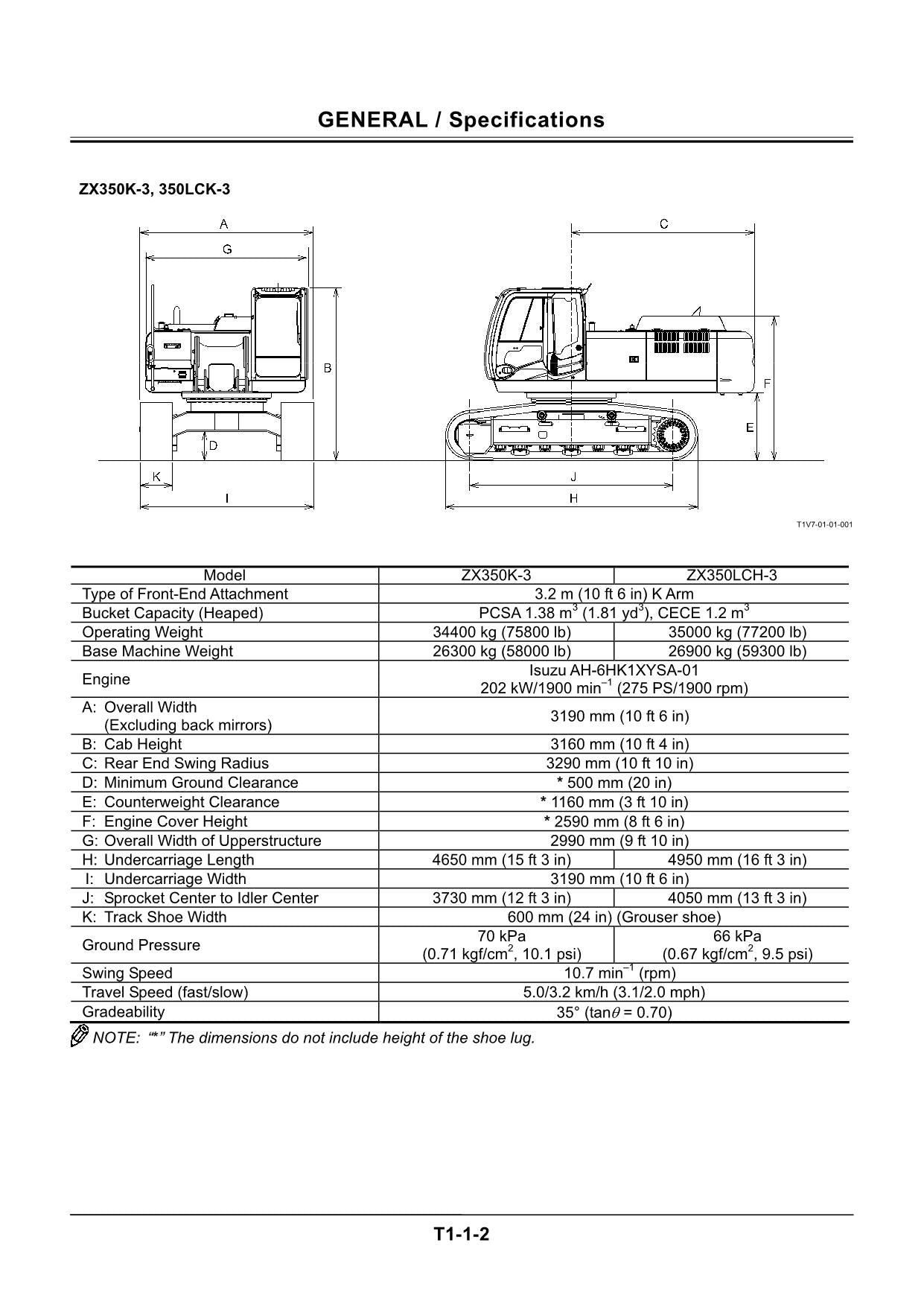 Hitachi ZX350H-3 ZX350LCH-3 ZX350K-3 Excavator Operational Service manual