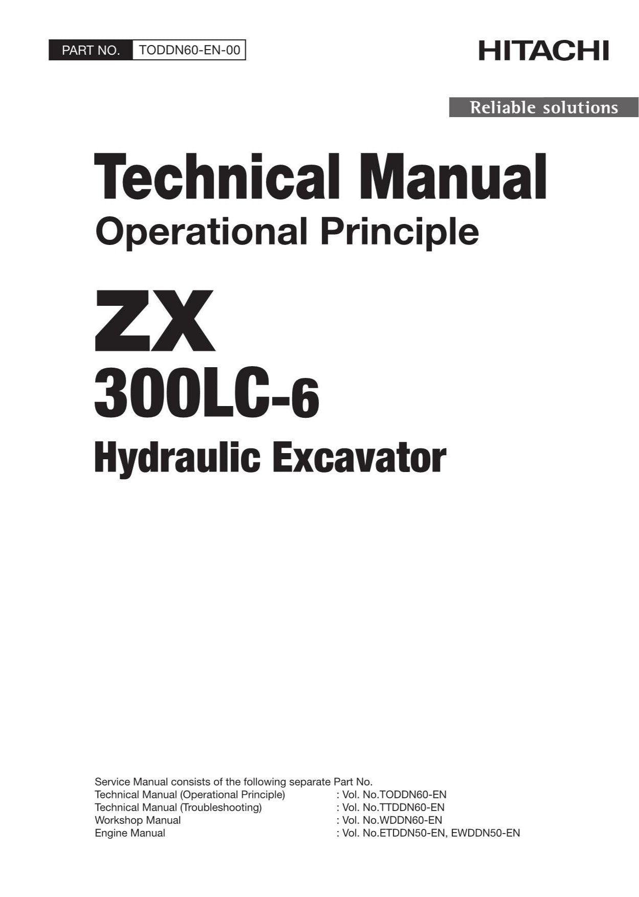 Hitachi ZX300LC-6 Excavator Operational Principle Service manual