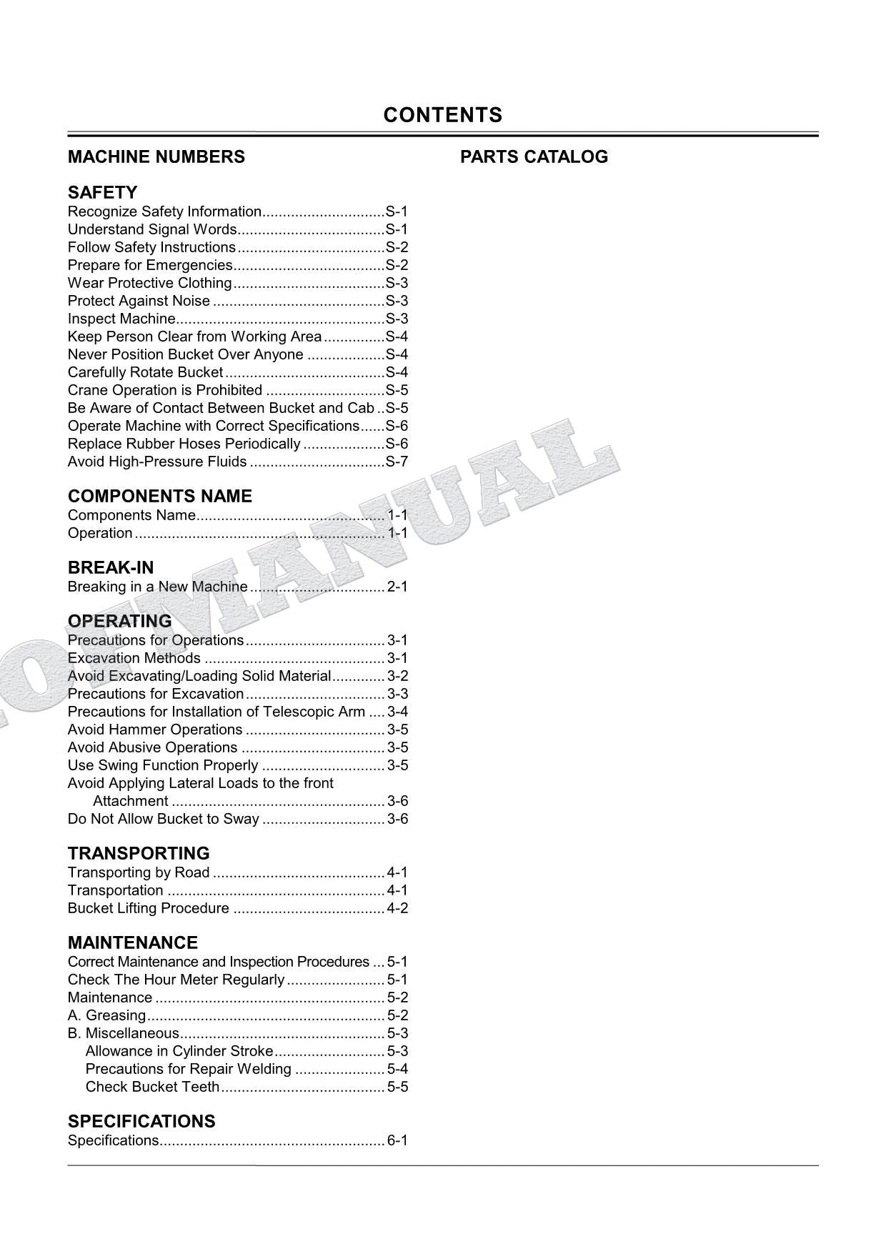 HITACHI SHELL-PUSH CLAMSHELL BUCKET 0.2 0.25 m3 Excavator Parts Catalog Manual