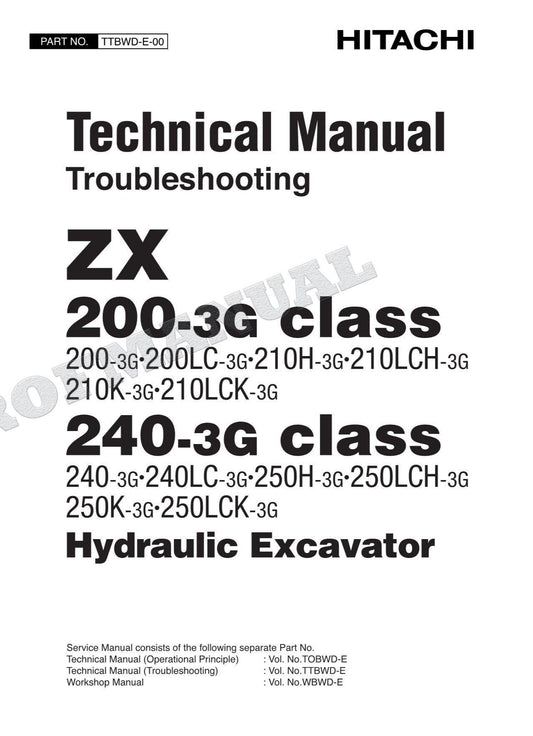 HITACHI ZX200-3G ZX240-3G Excavator Service Manual Troubleshooting Big Schemes