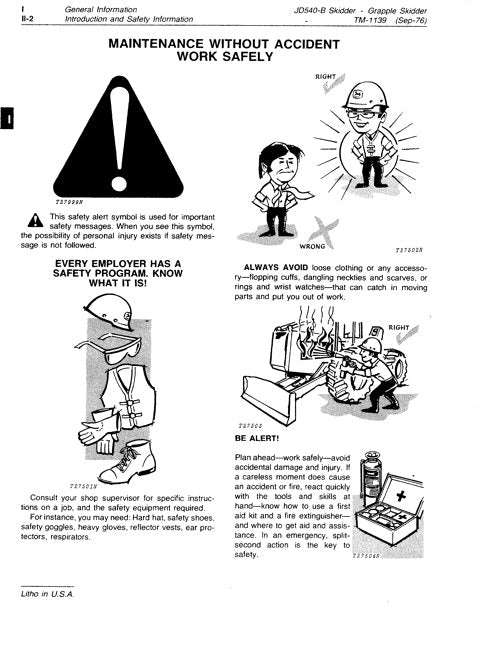 JOHN DEERE 540B SKIDDER OPERATION TEST SERVICE MANUAL