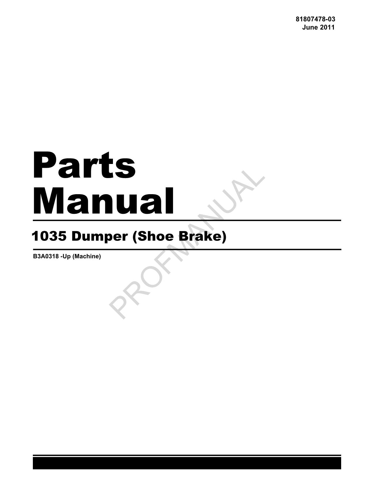 Caterpillar Cat 1035 Dumper Shoe Brake Parts Catalog Manual