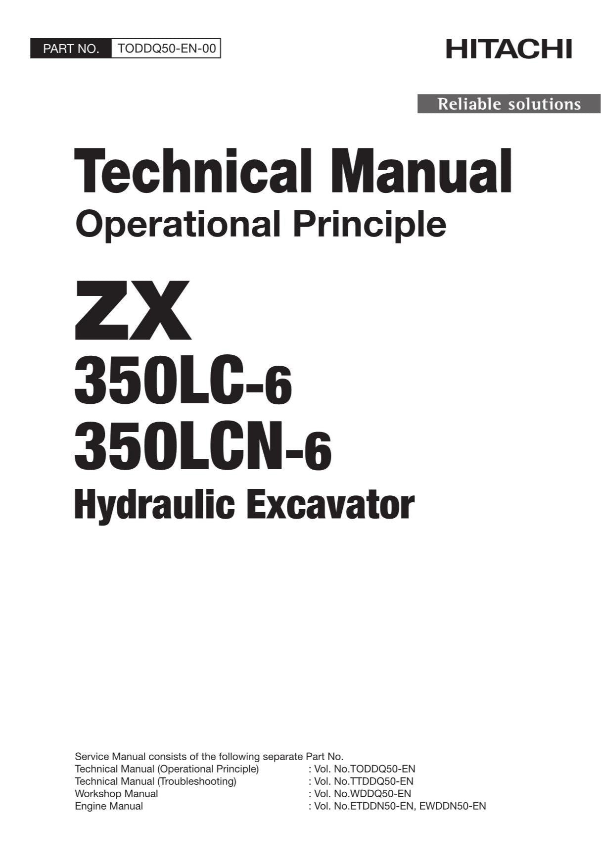 Hitachi ZX350LC-6 Excavator Operational Principle Service manual TODDQ50-EN-00