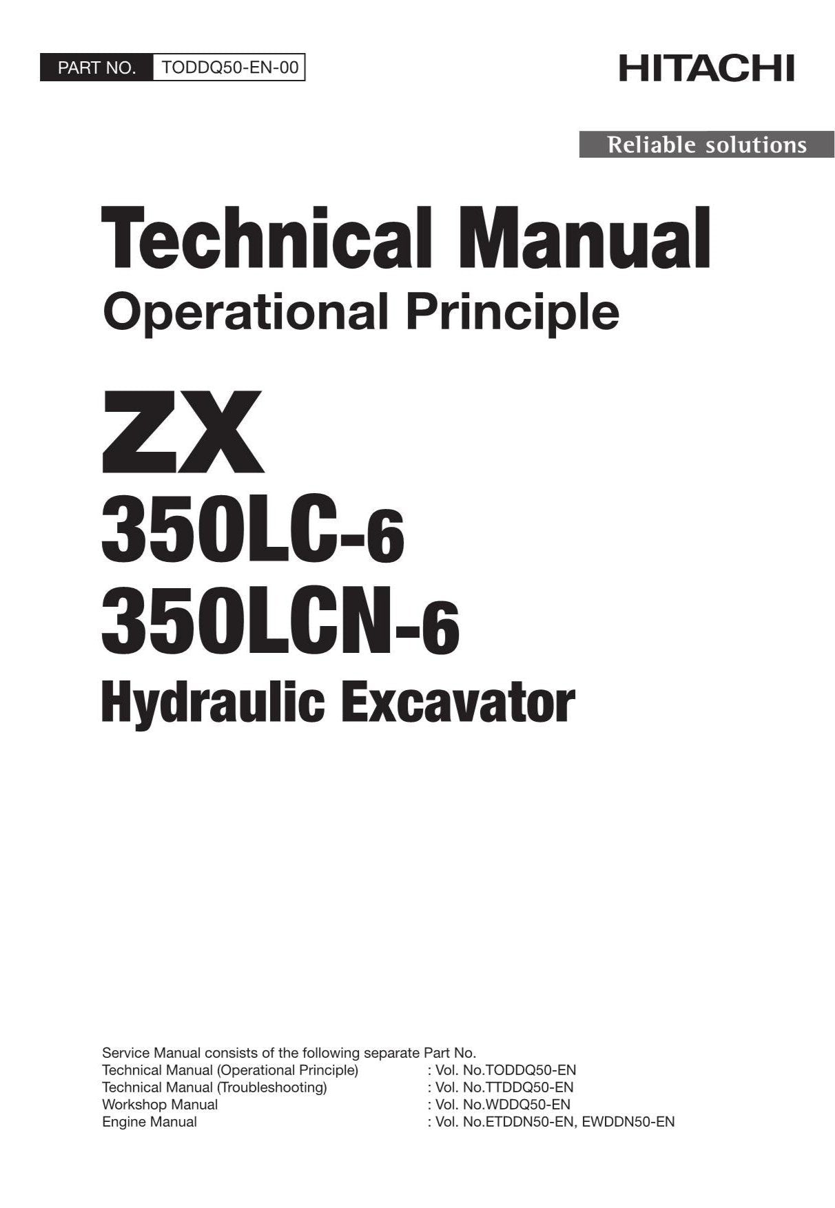 Hitachi ZX350LCN-6 Excavator Operational Principle Service manual TODDQ50-EN-00