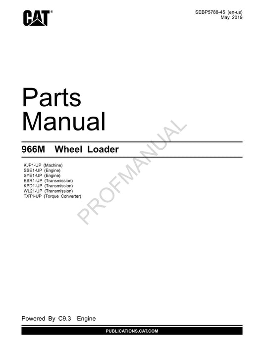 Caterpillar Cat 966M Wheel Loader Parts Catalog Manual SEBP5788