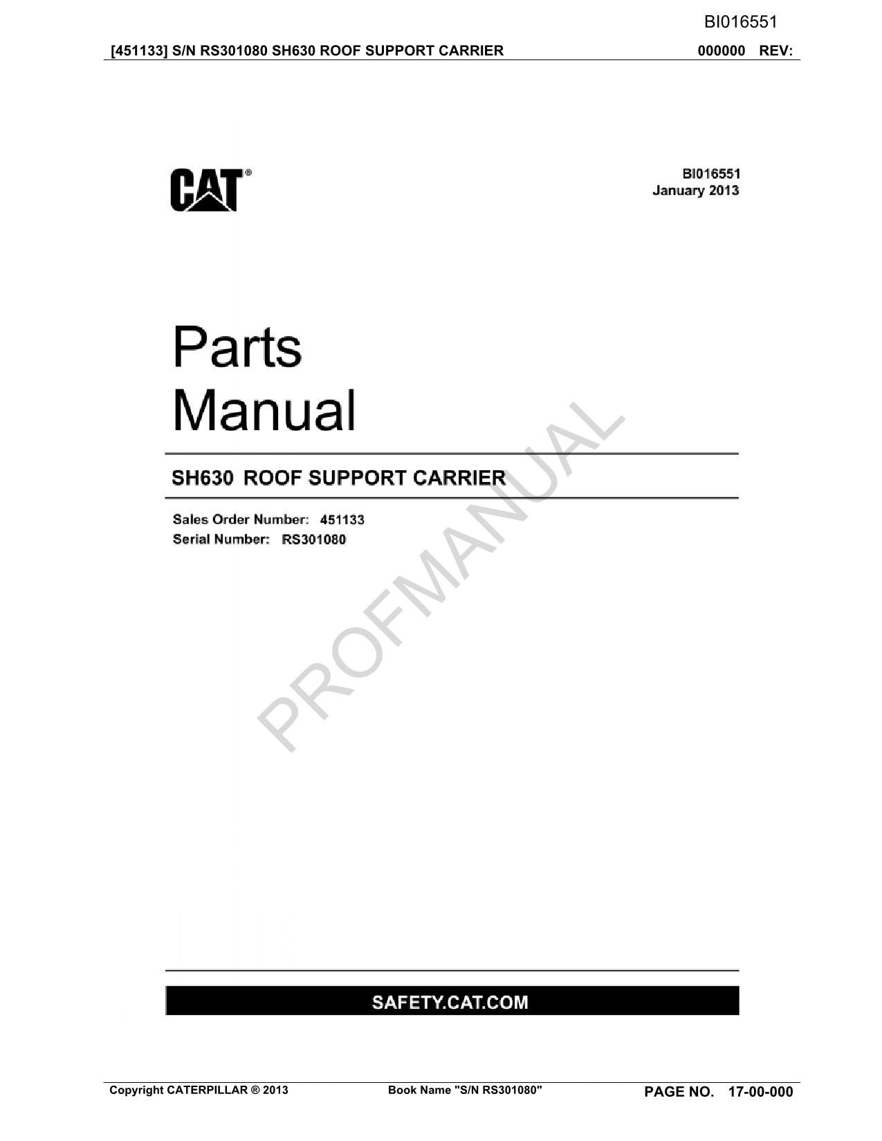 Catalogue et manuel des pièces détachées pour le transporteur souterrain Caterpillar Cat SH630