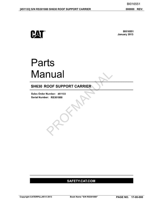 Caterpillar Cat SH630 Carrier Untertage Strebbau Ersatzteilkatalog Handbuch