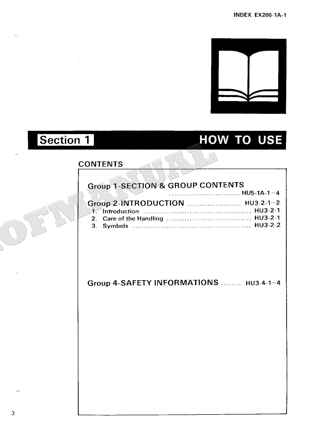 HITACHI EX200 Hudraulic Excavator Service Manual