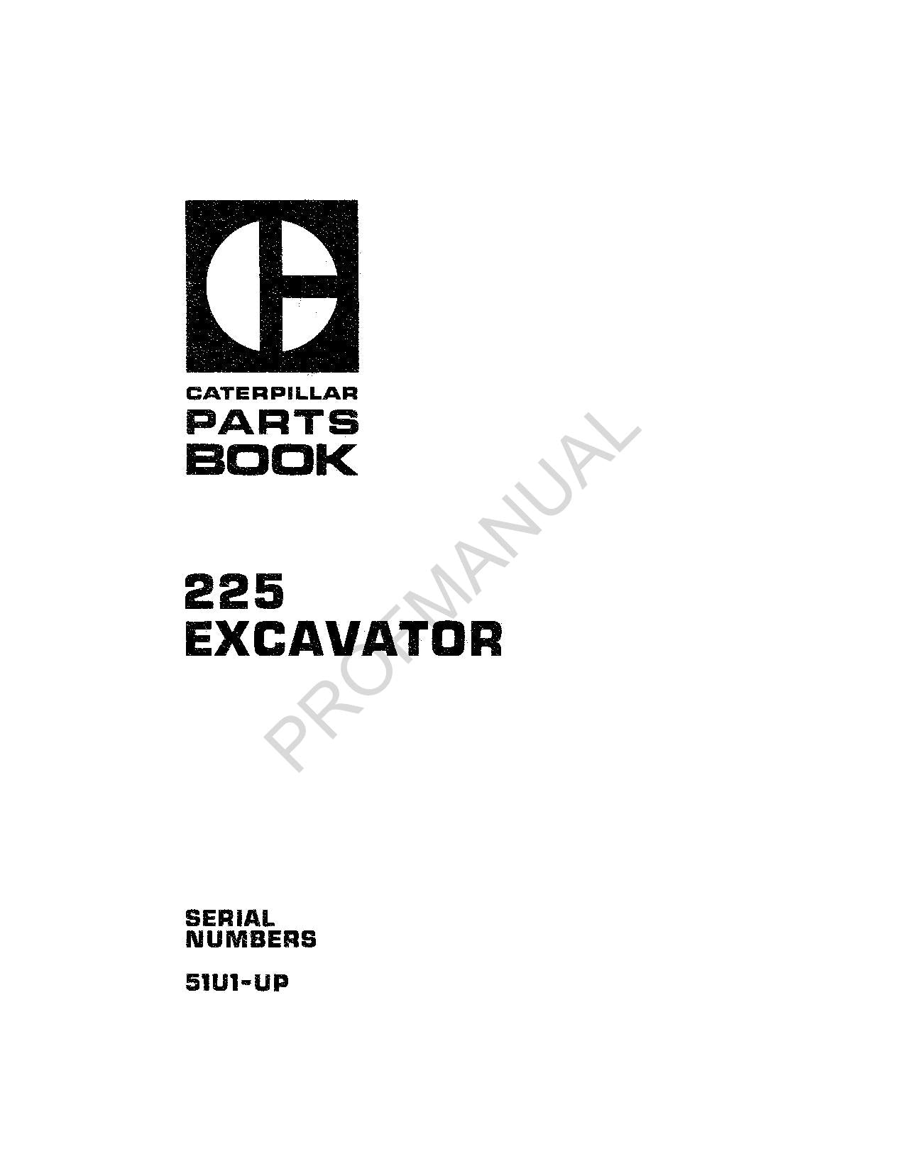 Caterpillar Cat 225 Bagger Teilekatalog Handbuch 51U1-Up