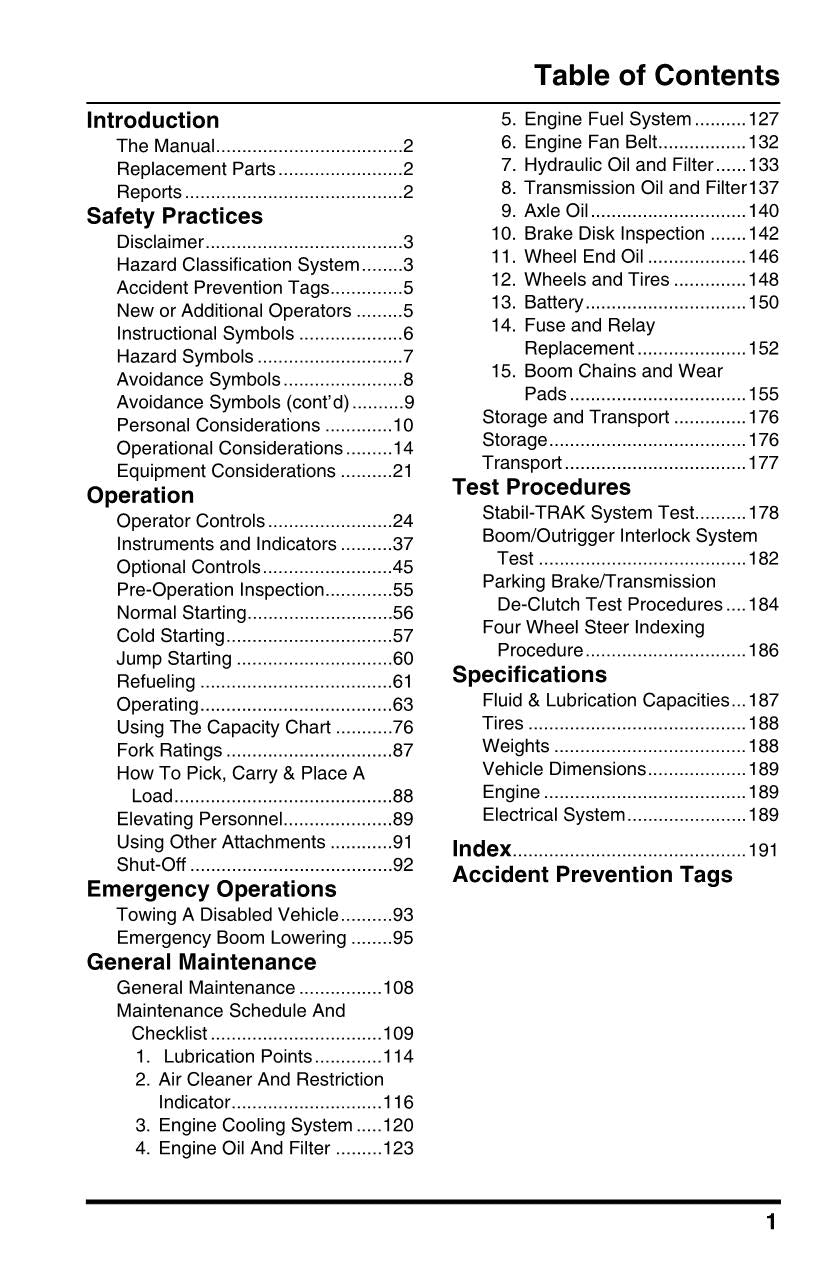 SKYTRAK 10054 Telehandler Maintenance Operation Operators Manual 8990394