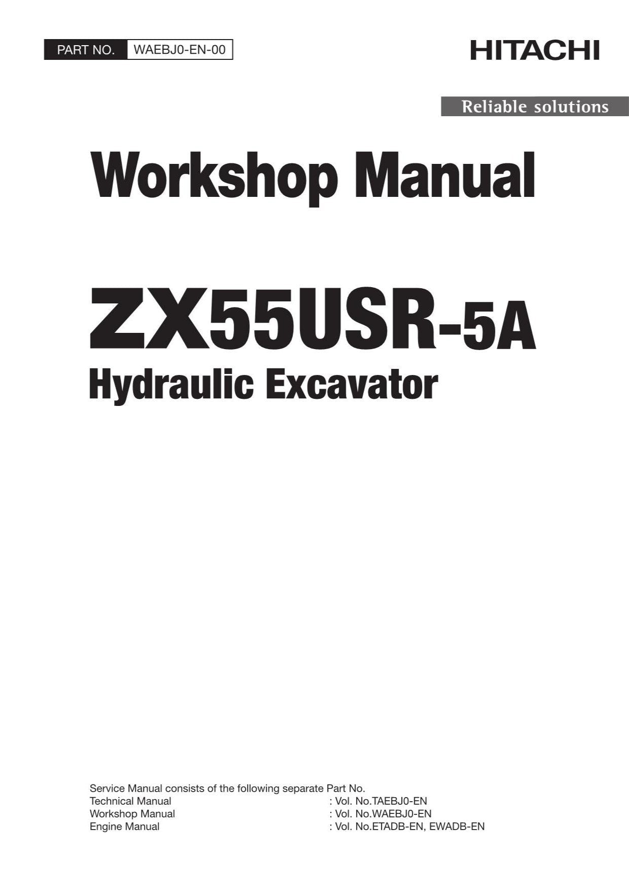 Hitachi ZX55USR-5A Excavator Workshop Service Repair manual