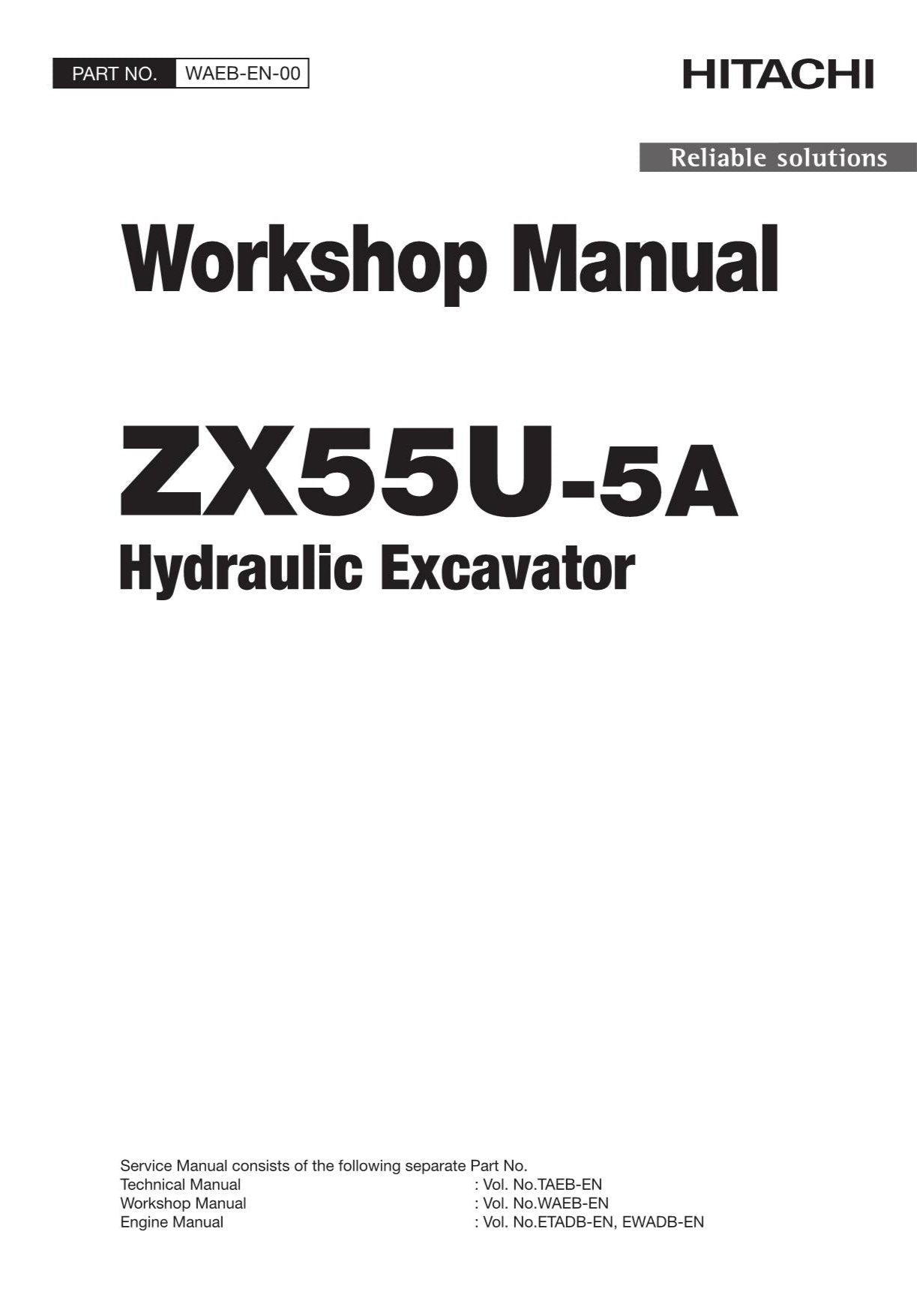 Hitachi ZX55U-5A Excavator Workshop Service Repair manual