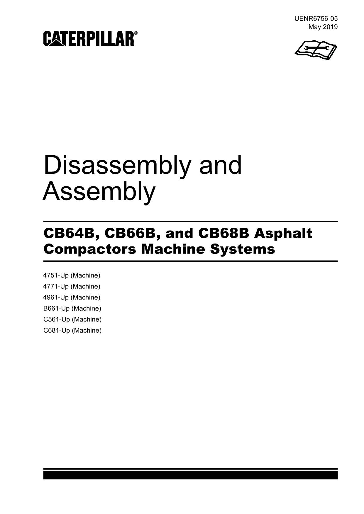 Caterpillar CB64B CB66B CB68B Compactor Machine Sys Disass Assem Service Manual