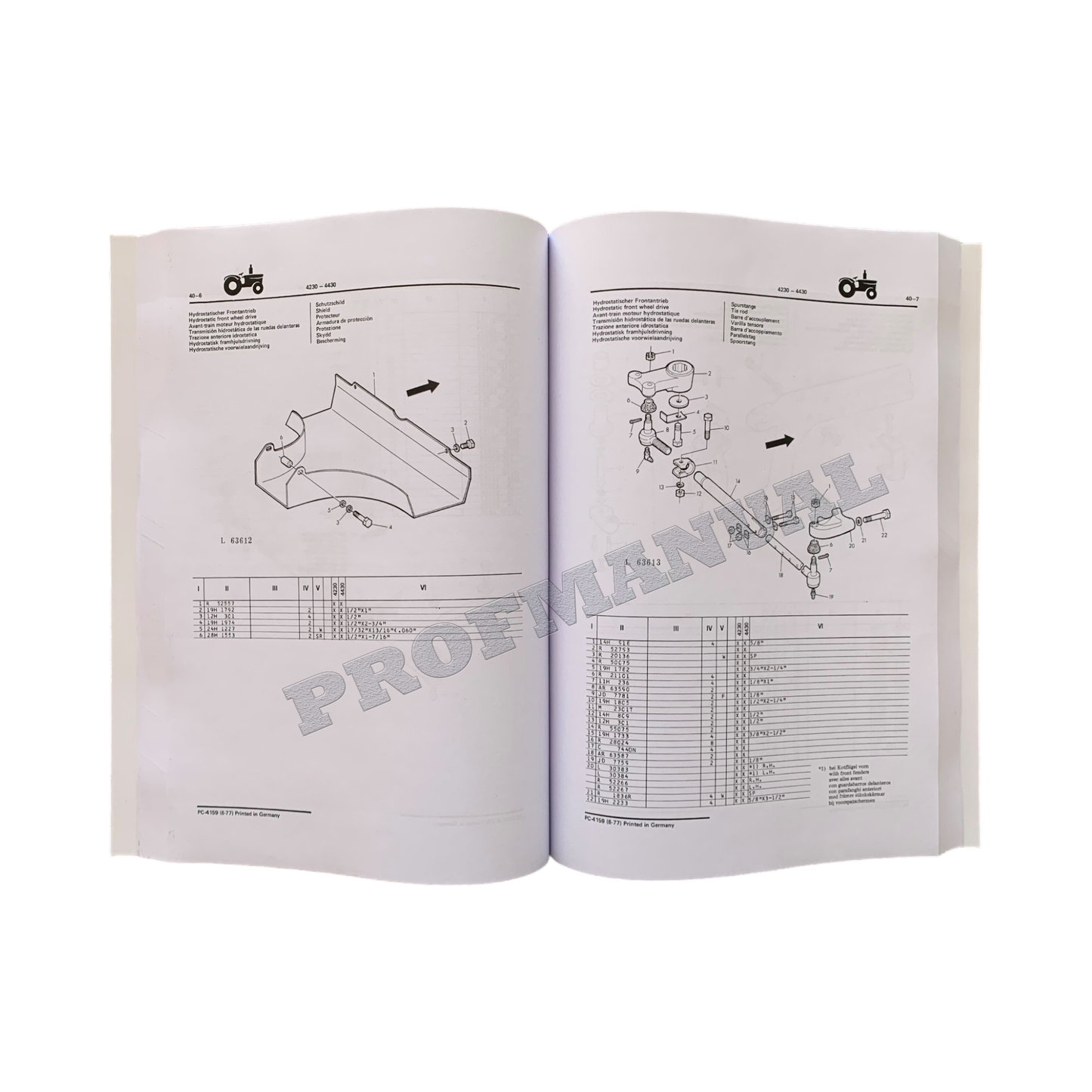 JOHN DEERE 4230 4430 TRAKTOR ERSATZTEILE KATALOGHANDBUCH