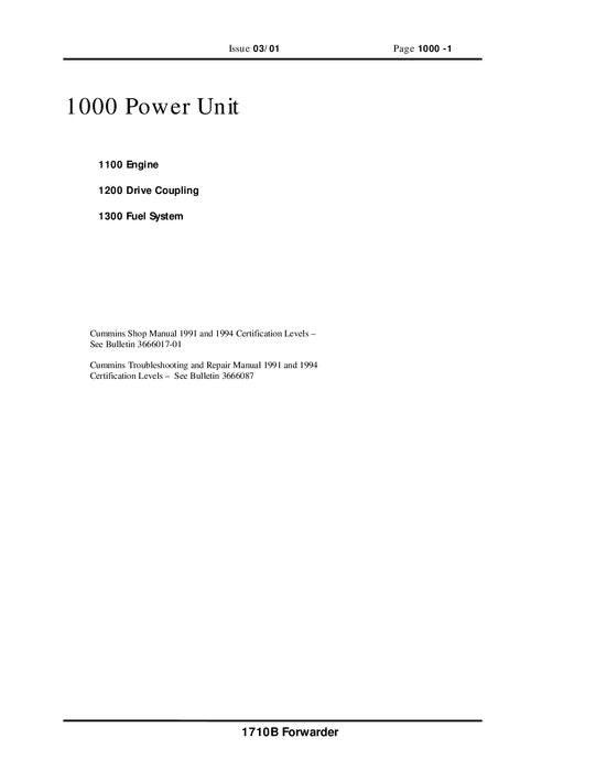 JOHN DEERE 1710B FORWARDER SERVICE REPAIR MANUAL