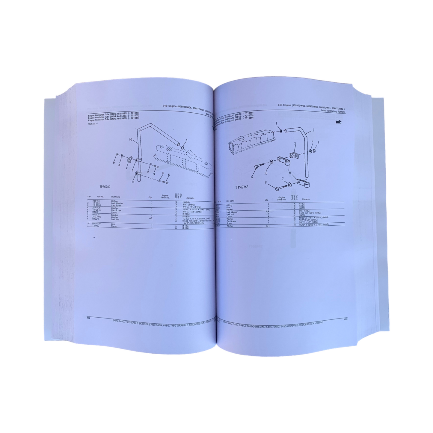 JOHN DEERE 540G 640G 740G 548G 648G 748G SKIDDER PARTS CATALOG MANUAL