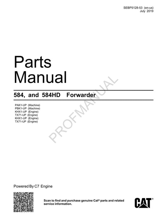 Caterpillar 584 584HD Forwarder Ersatzteilkatalog Handbuch